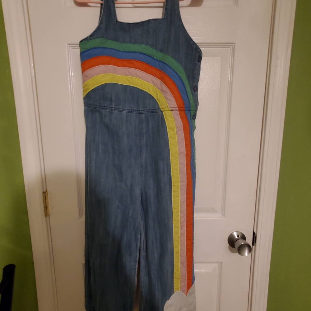 Mini Boden Rainbow Denim Jumpsuit / Overalls / Dungarees / Gaucho